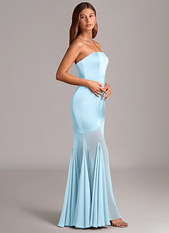 Azazie Uma Bridesmaid Dresses Sky Blue Mermaid Strapless Chiffon Convertible Dress image4