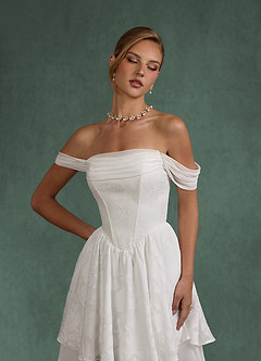 Azazie Rosemary Abiti da Sposa Abito A-Line in Floral Burnout Spalle Scoperte Bianco Diamante image8