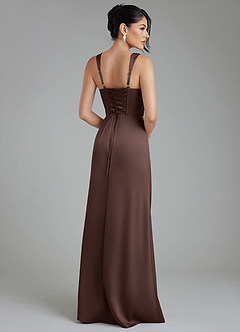 Azazie Sierra Robes de demoiselle d'honneur Robe Trapèze en Satin extensible Corset Ganache image2