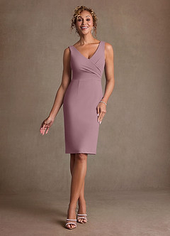 Azazie Irna Klänningar till brudens mor Klä Kolumn i Chiffong Dammig Ros image2