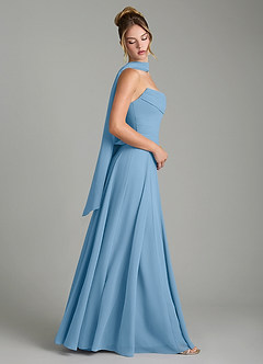 Azazie Gabriela Jurken voor bruidsmeisjes Jurk van Chiffon met A-lijn Korset Staal Blauw image3