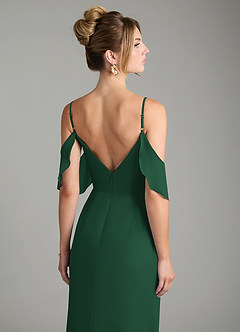 Azazie Alexys Vestidos de damas de honor Vestido de Verde Oscuro de Gasa de Corte Recto con Vestidos sin tirantes image2