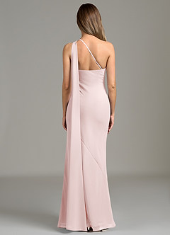 Azazie Juniper Bridesmaid Dresses Blushing Pink Mermaid One Shoulder Chiffon Dress image6