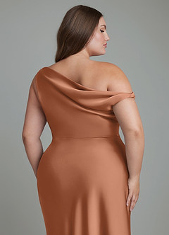 Azazie Emerson Abiti da Damigella Abito Sirena in Raso Elasticizzato Spalle Scoperte Bronzo image13