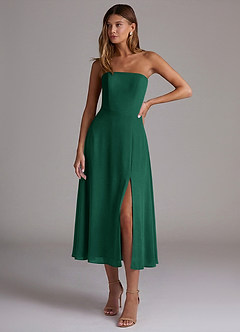 Azazie Wren Bridesmaid Dresses Emerald A-Line Strapless Chiffon Dress image1