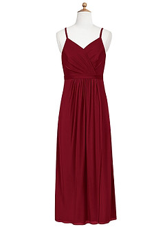 Azazie Luxy Junior Burgundy Pleated Mesh Dress image6
