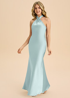 Azazie Chickie Junior Etui Plissee Stretch-Satin Kleid Nebel image5