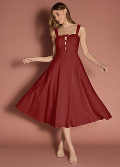 Elior Terracotta Bow Midi Dress image3