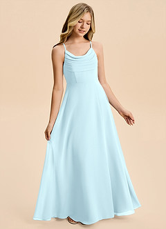 Azazie Gia Junior A-Linie Plissee Chiffon Kleid Wolke Blau image4