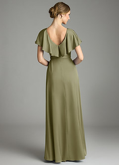 Azazie Lainey Bridesmaid Dresses Pistachio A-Line with Pockets Stretch Satin Dress image7