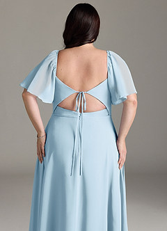 Azazie Chloe Vestidos de damas de honor Vestido de Azul Cielo de Gasa de Corte en A con Escote de Corazón image13