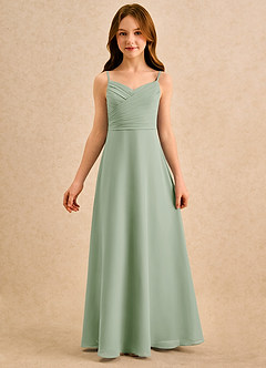 Azazie Hollie Girls Formal Flower Girl Klänningar Klä A-Line i Chiffong Älskling Halsringning image3