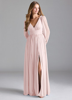 Azazie Norah Brautjungfernkleider A-Linie Gittergewebe Kleid Zartrosa image3