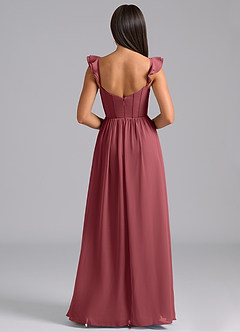 Azazie Denisse Bridesmaid Dresses Merlot A-Line Ruched Chiffon Dress image2