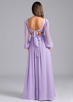 Azazie Zeya Bridesmaid Dresses Lilac A-Line Long Sleeve Chiffon Dress image2