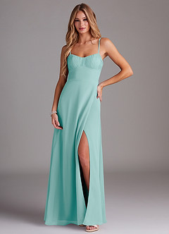 Azazie Breonna Bridesmaid Dresses Aqua A-Line Sweetheart Neckline Chiffon Dress image1