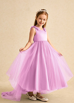 Azazie Lorita Flower Girl Dresses Candy Pink A-Line Beaded Tulle Dress image7