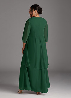 Azazie Manuella vestidos de madre de la novia Vestido de Verde Oscuro de Gasa de Corte En A con Cuello en V plisado image15