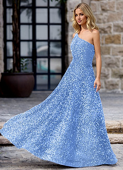 Opulent Jasny Niebieski Aksamitna sukienka na studniówkę z cekinami image5