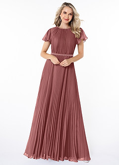 Azazie Kara vestidos de dama de honor modestos Vestido de Corte En A Plisado Hasta el suelo Gasa image4