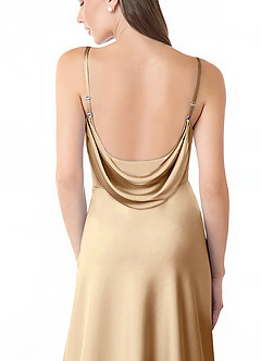 Azazie Alaija Bridesmaid Dresses Champagne Mermaid Side Slit Stretch Satin Dress image6
