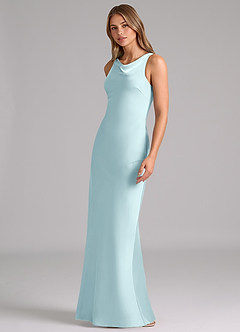 Azazie Allettie Brudtärnklänningar Klä av Sjöjungfru i Stretch Satin Molnblått image4