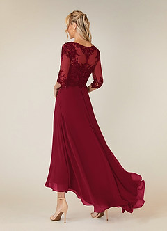 Azazie Monza Mother of the Bride Dresses Burgundy A-Line Lace Chiffon Dress image4