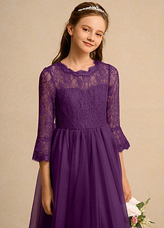 Azazie Lamb Girl vestidos de niña de las flores Vestido de Uva de Encaje de Princesa image5