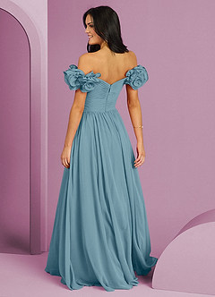 Barbie ♥ Azazie Bridesmaid Dresses Moody Blue A-Line Off the Shoulder Chiffon Convertible Dress image2