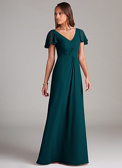 Azazie Soren Bridesmaid Dresses Pine A-Line Ruched Chiffon Dress image4