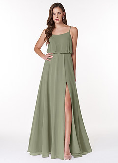 Azazie Lupe Bridesmaid Dresses Pistachio A-Line Scoop Blouson Chiffon Dress image1