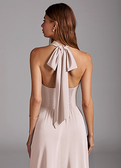 Azazie Calianna Bridesmaid Dresses Blushing Pink A-Line Off the Shoulder Stretch Satin Convertible Dress image2