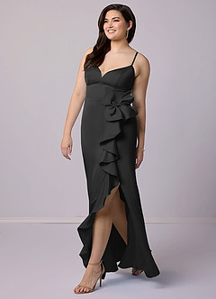 Barbie ♥ Azazie Bridesmaid Dresses Sheath Bow Stretch Satin Floor-Length Dress image6