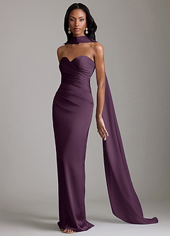 Azazie Sonora Suknie dla druhen Osłona Bez ramiączek Satyna elastyczna Do ziemi Sukienka image10