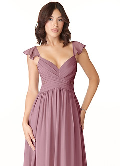 Azazie Lissa Bridesmaid Dresses Vintage Mauve A-Line Lace Chiffon Dress image6