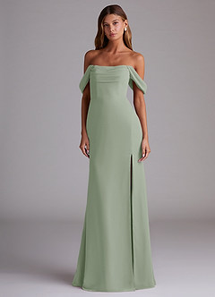 Azazie Saige Bridesmaid Dresses Dusty Sage A-Line Off the Shoulder Chiffon Convertible Dress image3