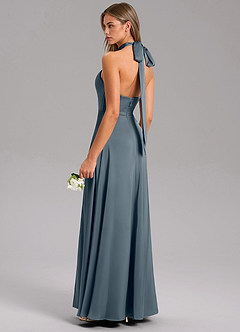 Azazie Tracie Bridesmaid Dresses Twilight A-Line Side Slit Stretch Satin Dress image4