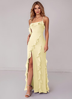 Azazie Malia 신부 들러리 드레스 쉬스 셔링 쉬폰 바닥 길이 드레스 image6