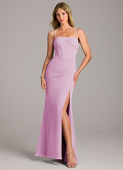 Azazie Chantel Robes de demoiselle d'honneur Robe Fourreau Convertible en Mousseline de soie Sans bretelle Rose Bonbon image5