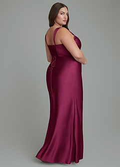 Azazie Agustina Bridesmaid Dresses Red Plum Mermaid Corset Stretch Satin Dress image8