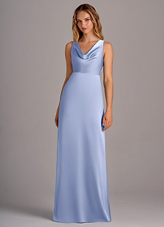 Azazie Wrenlee Bridesmaid Dresses Ice A-Line Stretch Satin Dress image4