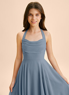 Azazie Kady Junior Robe Trapèze en Mousseline de soie Encolure en Forme de Cœur Violet Crépusculaire image6