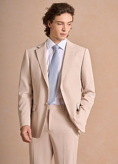 front Carter Marrone Chiaro Giacca da abito in misto cotone e lino