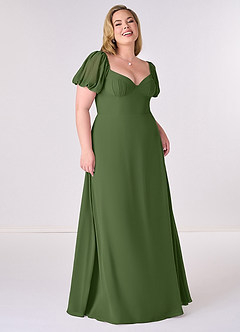 Barbie ♥ Azazie Bridesmaid Dresses Olive A-Line Pleated Chiffon Dress image7