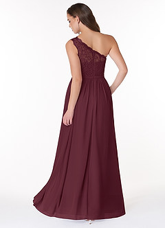 Azazie Demi Brautjungfernkleider A-Linie One-Shoulder Chiffon Kleid Cabernetrot image2