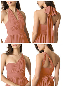 Azazie Olani Vestidos de damas de honor Vestido de Mai Tai de Gasa de Corte en A Convertible con Vestidos sin tirantes image2