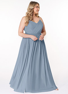 Azazie Cora Bridesmaid Dresses Dusty Blue A-Line Pleated Chiffon Dress image9