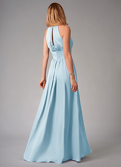 Azazie Bonnie Robes de demoiselle d'honneur Robe Trapèze en Satin extensible Plissée Bleu Ciel image2