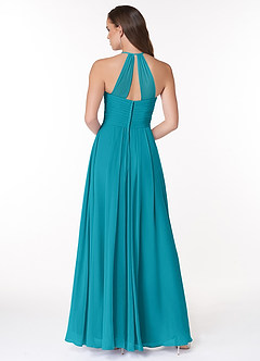 Azazie Ginger Bridesmaid Dresses Jade A-Line Halter Pleated Chiffon Dress image2