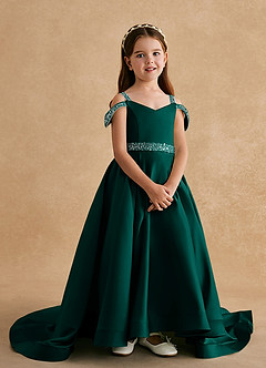 Azazie Jodi vestidos de niña de las flores Vestido de Pino de Satin Mate de Corte En A image4